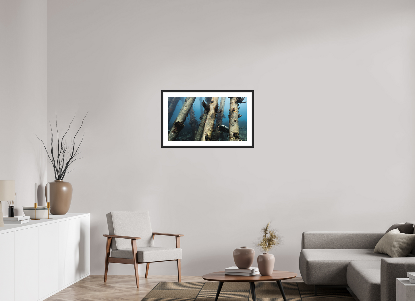 80 x 45 cm, Hahnemühle Photo Rag Ultra Smooth Framed Black Through the Pillars